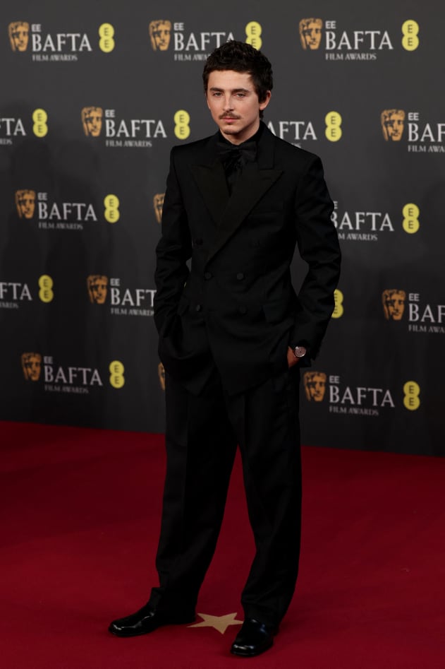 French-US actor Timothee Chalamet poses on the red carpet upon arrival at the BAFTA British Academy Film Awards at the Royal Festival Hall, Southbank Centre, in London, on February 22, 2026.