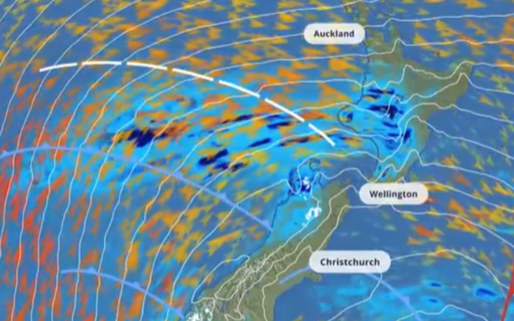 A MetService map showing the forecast weather for 10pm Friday 29 September.