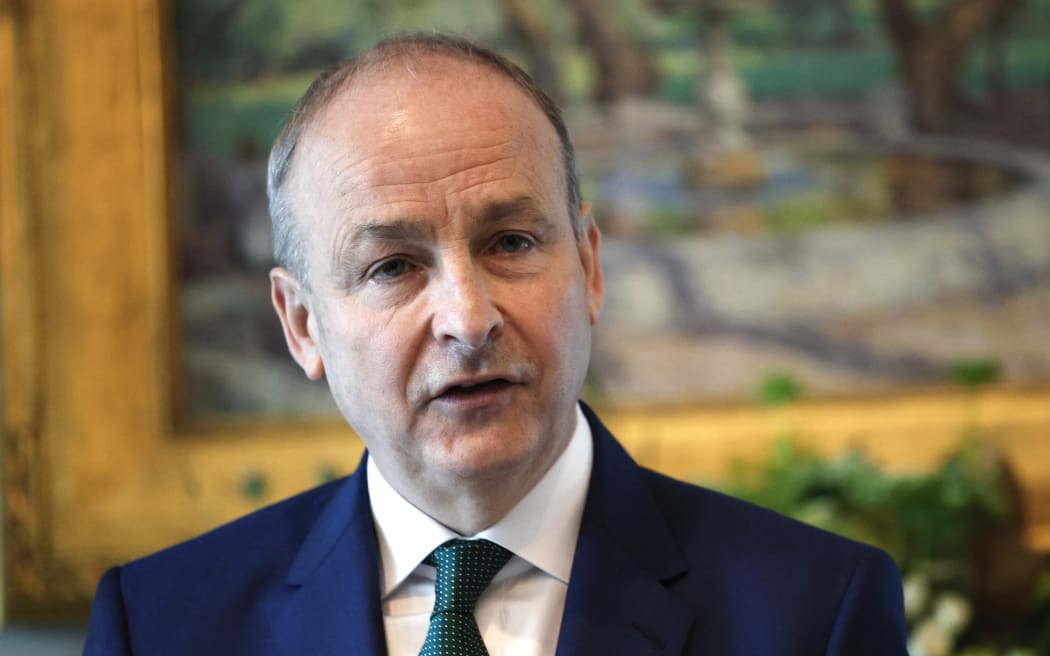 WASHINGTON, DC - MARCH 12: Irish Taoiseach Micheál Martin delivers remarks at a St. Patrick's Day breakfast hosted by U.S. Vice President JD Vance at the vice president's residence on March 12, 2025 in Washington, DC. Martin is visiting the United States for the Irish leader's annual St. Patrick's Day visit where he will meet with U.S. President Donald Trump and attend a St. Patrick's Day lunch with congressional leaders.   Kevin Dietsch/Getty Images/AFP (Photo by Kevin Dietsch / GETTY IMAGES NORTH AMERICA / Getty Images via AFP)