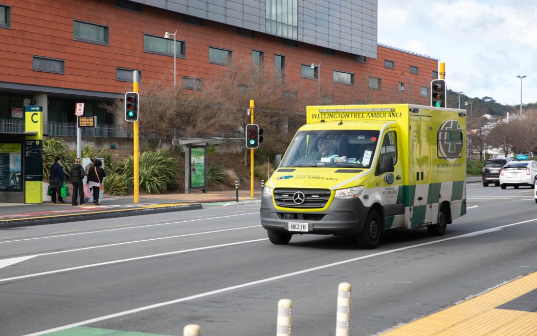 Ambulance drives past Wellington Hospital