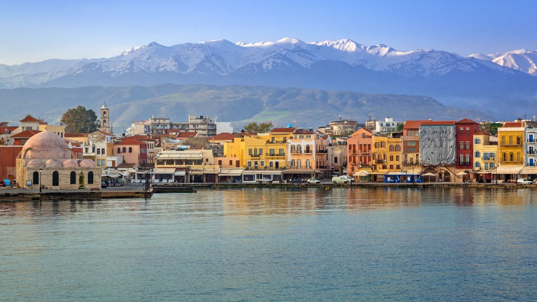 Old Venetian port of Chania at dawn, Crete. Greece