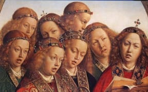 The Ghent Altarpiece: Singing Angels (detail) - Jan van Eyck (between 1427 and 1429)l