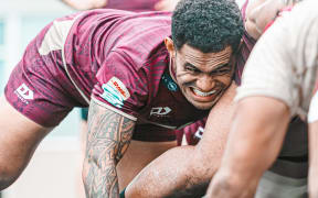 Sione Talatau Havili packs down for Moana Pasifika as the team trains ahead of their clash against the Drua this weekend.