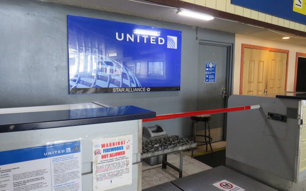 The United Airlines check-in area at Amata Kabua International Airport has not been used since mid-January due to unsafe conditions in the terminal. Passenger service is expected to resume shortly following emergency renovations.