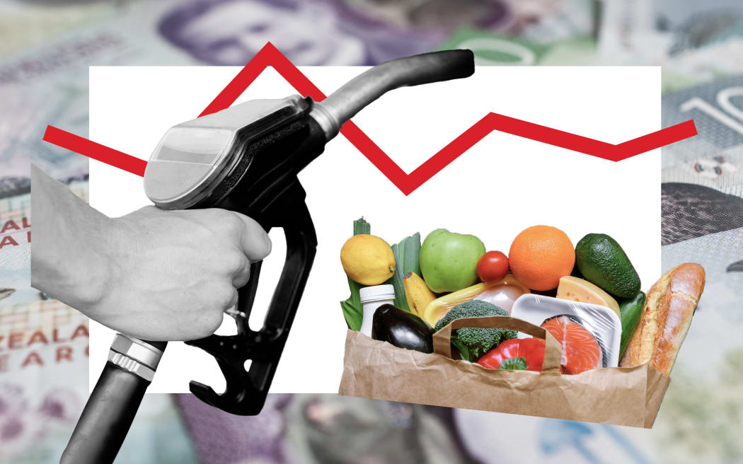 collage of petrol pump, cash and supermarkets