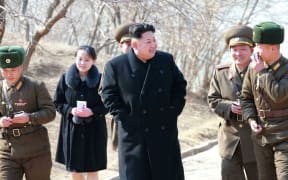 North Korean leader Kim Jong-Un with his younger sister Kim Yo-Jong, inspecting the Sin Islet defence company in Kangwon province. (Details unverified)
