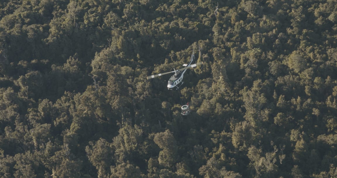 1080 Operation in progress, Mount Taranaki