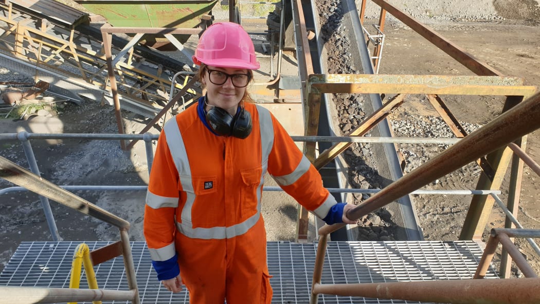 Hannah Trott, 26, took up a job with Whitaker Civil Engineering crushing rocks at its Waiwhakaiho Quarry.