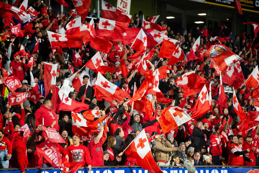 Tongan fans during the rugby league test against New Zealand at Mount Smart Stadium.