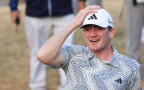 Nick Dunlap of the United States reacts after winning the The American Express at Pete Dye Stadium Course.