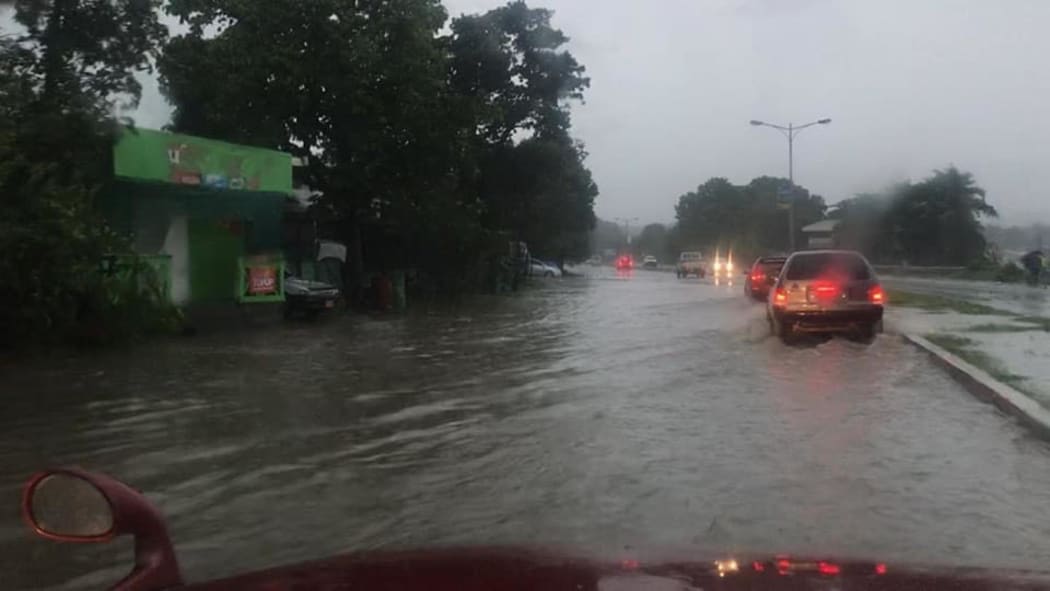 Flooding along the Kukum Highway in the Solomon Islands capital Honiara. Cyclone Harold 3 April 2020.