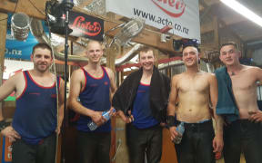 Shearers, from left, Delwyn Jones, Jack Fagan, Llion Jones, Kelly Brill and Reuben Alabaster.