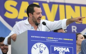 Italys Interior Minister and Deputy Prime Minister Matteo Salvini speaking during the annual meeting of the far-right party.