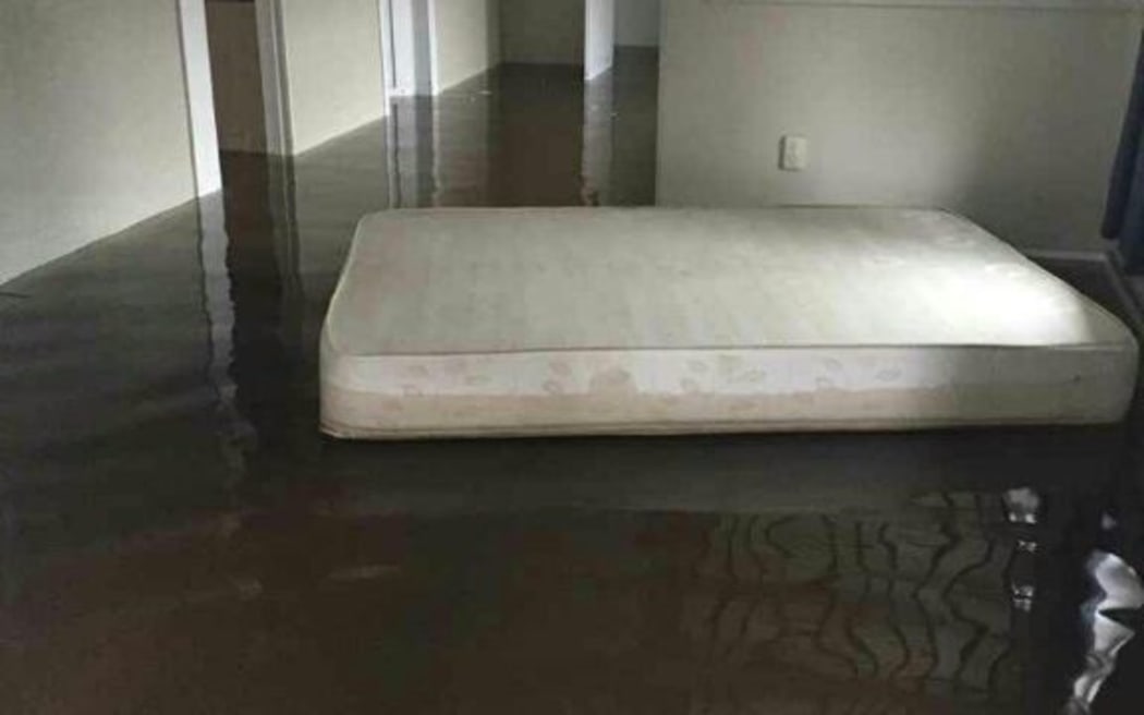 A floating mattress in a flood-stricken home in Kapiti.