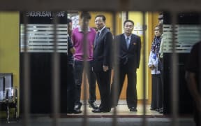 North Korean ambassador Kang Chol inside the Forensic Department of the Kuala Lumpur General Hospital, in Kuala Lumpur.