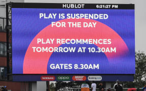Play suspended in Black Caps World Cup semi-final against India.
