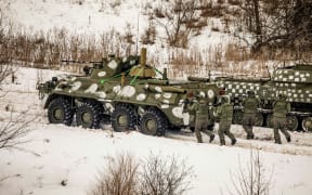 Tactical training with the engineers of the Guard of the Red-Snow of Russia's Armed Forces in Voronezh region, east of Ukraine border on 21 January, 2022.
