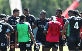 Fiji are all smiles during training in London.