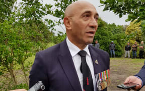 Defence Minister Ron Mark at the service for Lieutenant Alfred Preece.