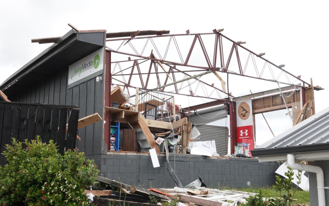 A destroyed business premises on Old Waipu Road, Mangawhai.