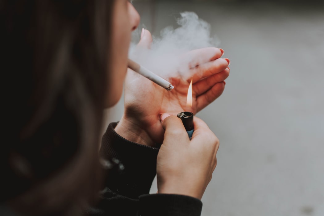 young woman smoking