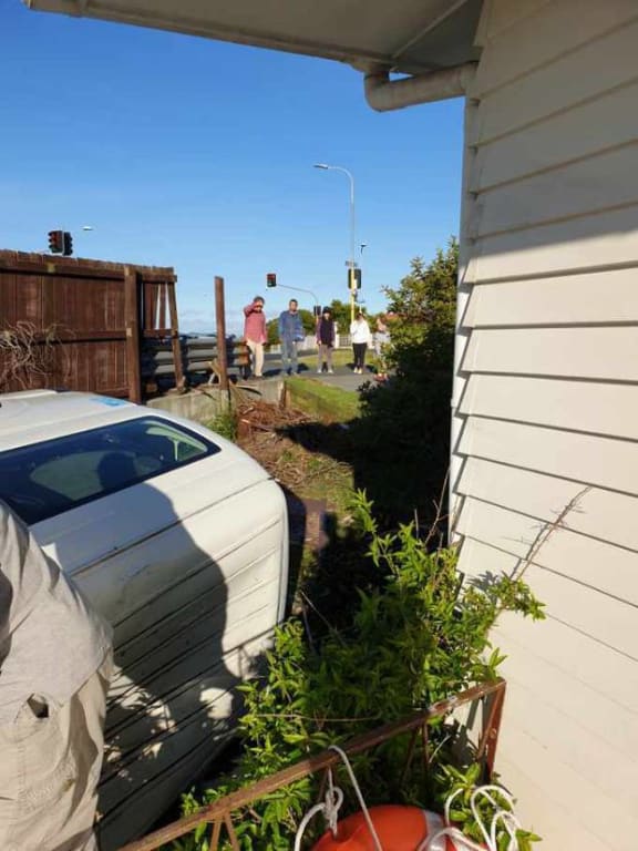 Car smashed through a fence at a New Windsor property in Auckland.