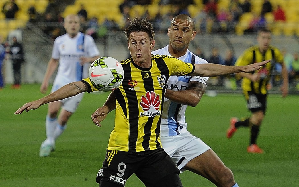 Phoenix striker Nathan Burns was tightly marked throughout the elimination final against Melbourne City.
