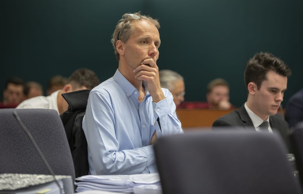 Author Nicky Hager listening to Kristy McDonald QC during her submissions at the Operation Burham Inquiry at the High Court in Wellington.
