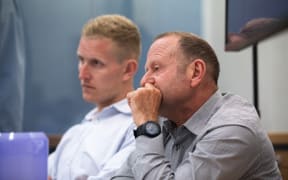 Olivia's father Phillip Podmore (right) and her brother Mitchell (pictured left) in court during the inquest.