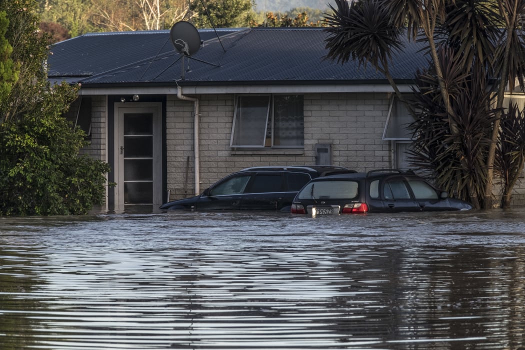 A property in Edgecumbe after the river Rangataiki breached a stopbank and flooded the majority of the town causing the evacuation of 1600 residents.  Thursday 6 April 2017