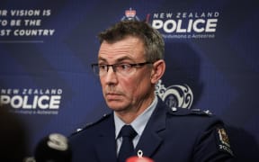 Canterbury District Commander, Superintendent Tony Hill speaks to media.