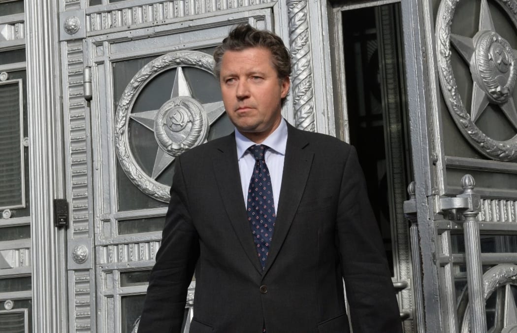 Germany's Ambassador to Russia Geza Andreas von Geyr leaves Russian Foreign Ministry, in Moscow, Russia after discussions about Alexei Navalny's poisoning.