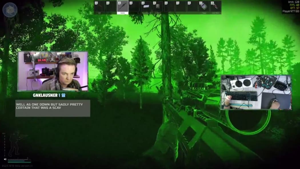 Humphrey Hanley playing Escape from Tarkov with his modified gaming rig.