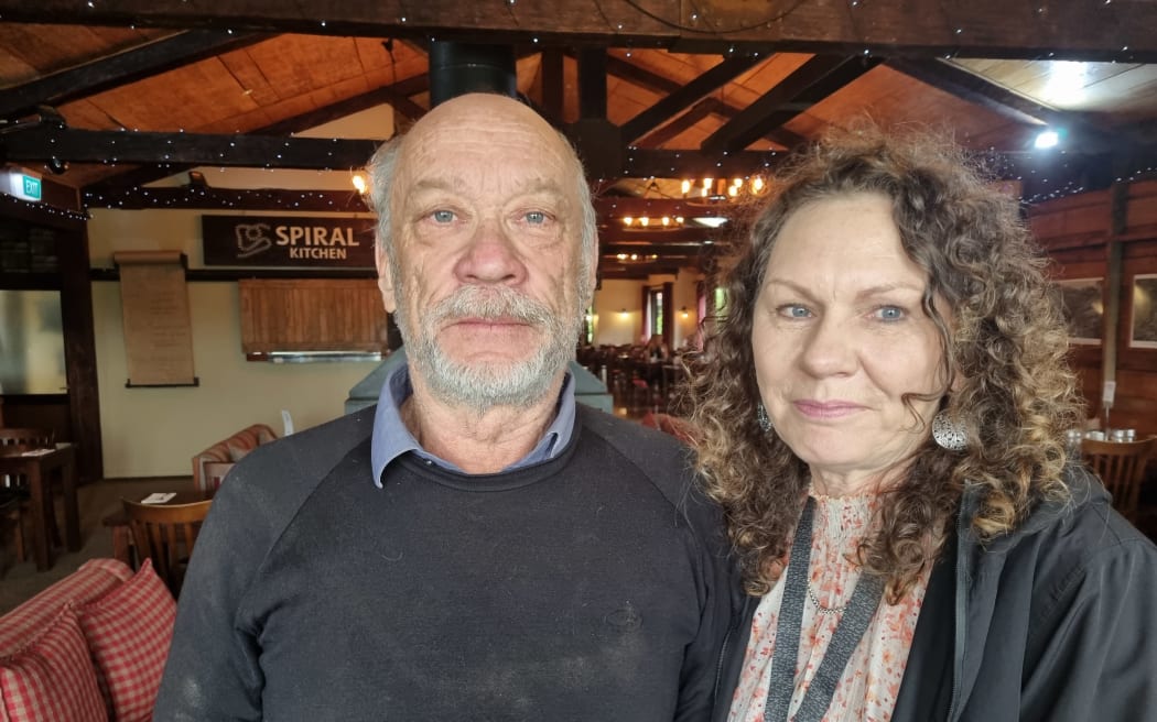 Sam and Kaz Clarkson spent last night in Waimarino after their hotel, Skotel, was evacuated.