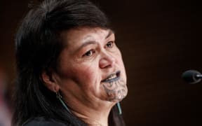Minister for Local Government Nanaia Mahuta holds a press conference in the Beehive Theatrette on the Three Waters reform.