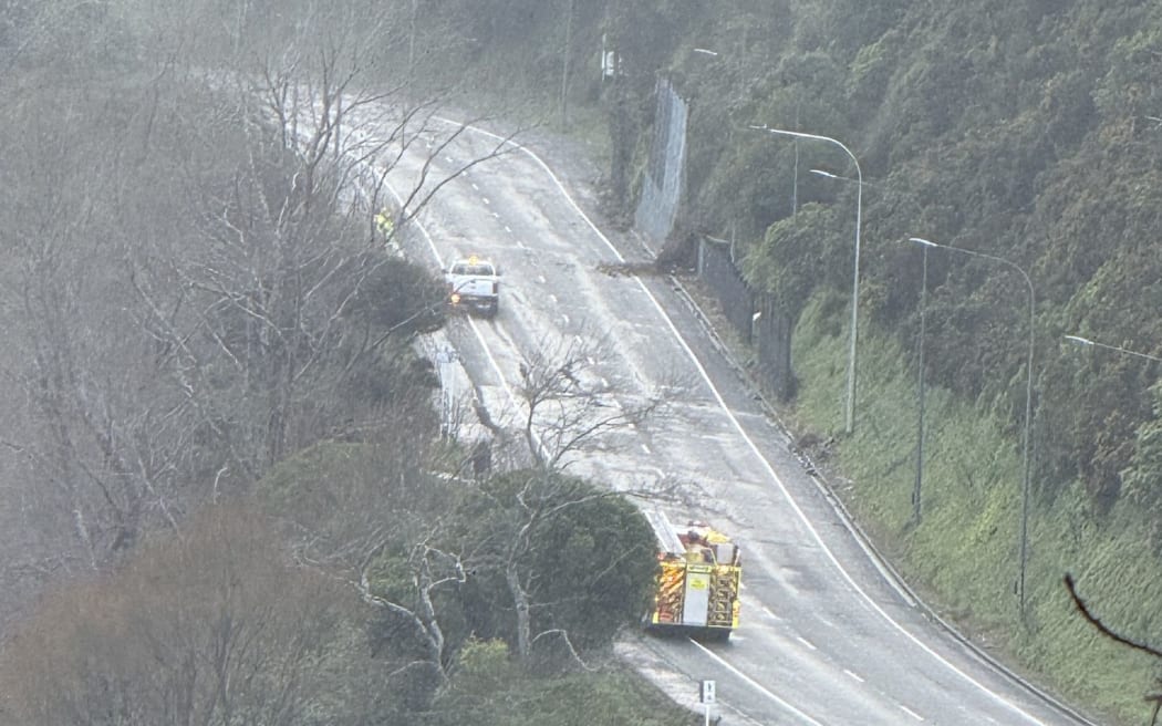 A section of Eastern Hutt Road was shut in both directions after the slip.