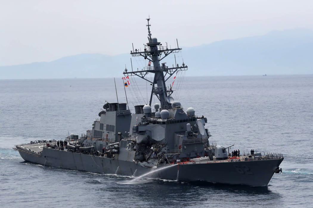 Guided missile destroyer USS Fitzgerald off Japan's coast after it collided with a Philippine-flagged container ship on 17 June, 2017.