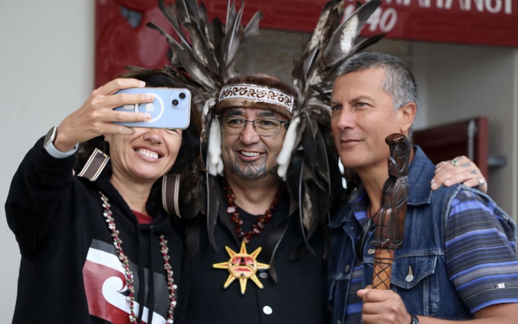 Bradley Charles, (middle) known by his traditional name Yawhalacha, is First Nations Canadian - Musqueam Indian band and attended Waitangi 2025 to learn more about Te ao Māori.