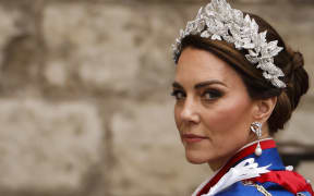 (FILES) Britain's Catherine, Princess of Wales arrives at Westminster Abbey in central London on May 6, 2023, ahead of the coronations of Britain's King Charles III and Britain's Camilla, Queen Consort.