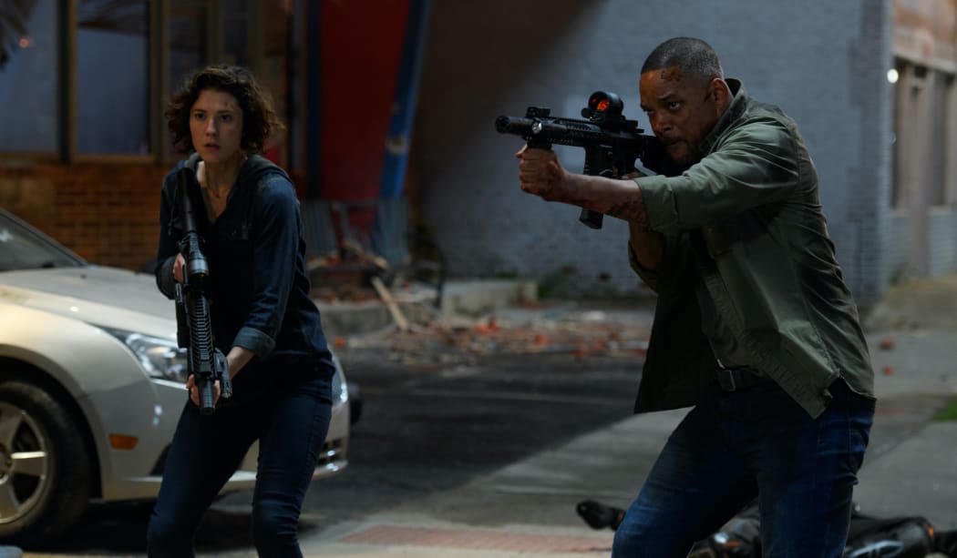 Mary Elizabeth Winstead and Will Smith in Gemini Man from Paramount Pictures, Skydance and Jerry Bruckheimer Films.