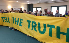 Climate change activists from Extinction Rebellion Auckland at Auckland Council Environment Committee meeting.