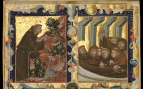 Manuscript leaf with scenes from the life of Saint Francis of Assisi, circa 1320 - 42 (Metropolitan Museum of Art)