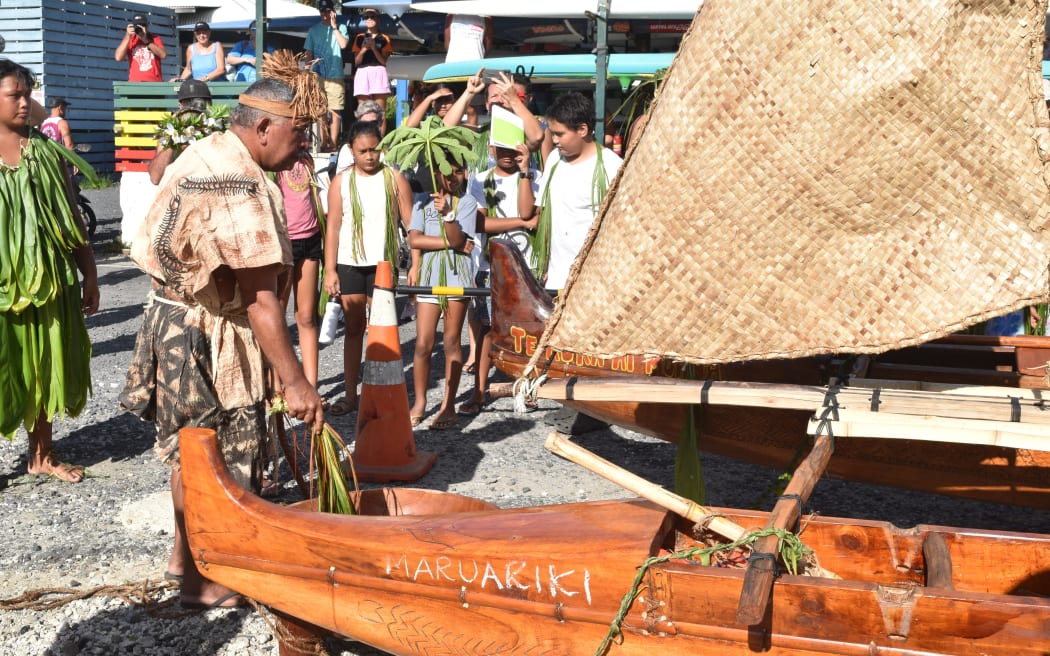 The vaka are blessed before setting sail.
