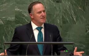 John Key addressing the UN General Assembly.