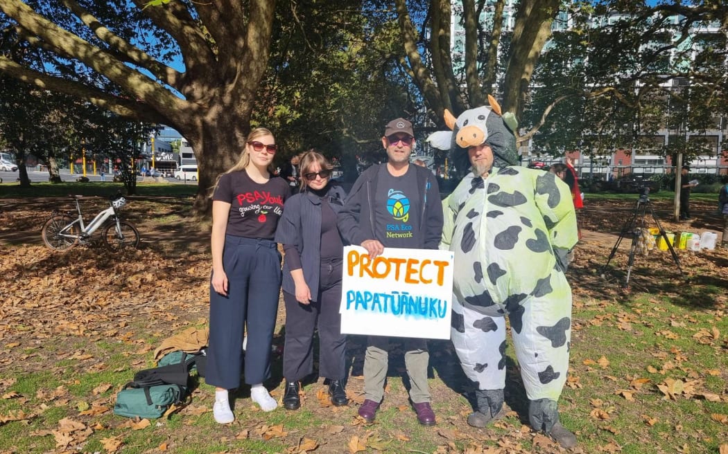 Climate activists gather at Victoria Park in Auckland.