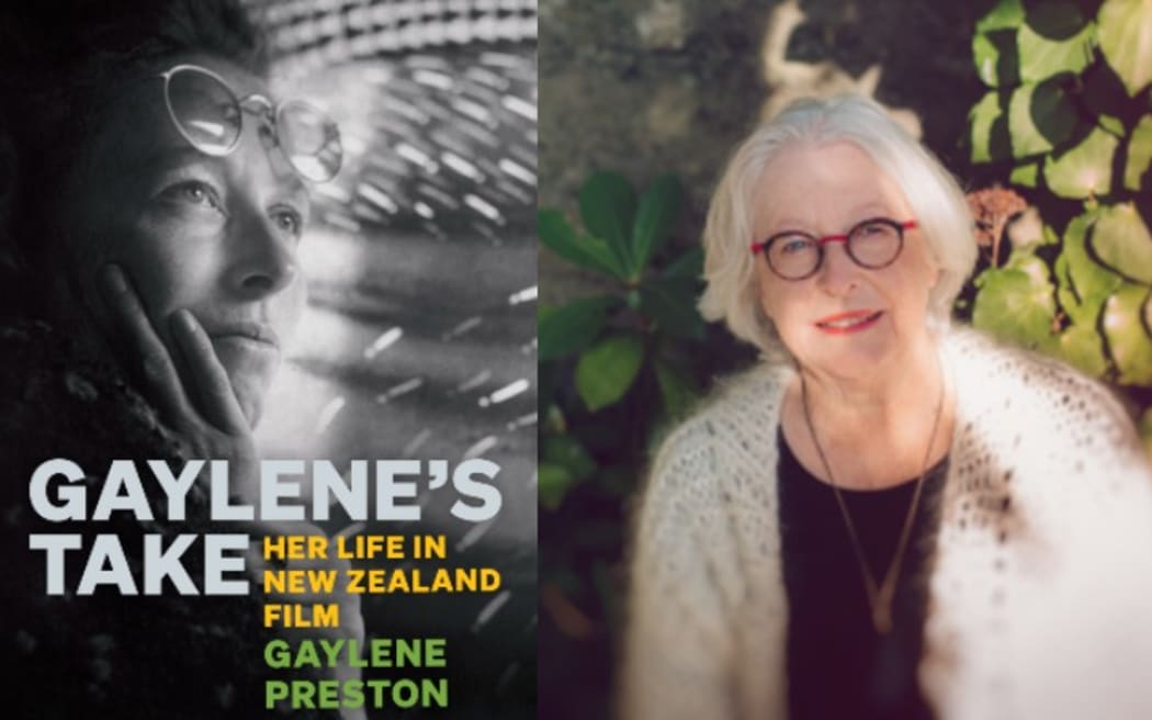 Book cover of Gaylene Preston's new book "Gaylene's Take Her Life in New Zealand Film" and a headshot of the author
