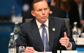 Australia's Prime Minister Tony Abbott addresses leaders during the plenary session of the G20 Summit in Brisbane .