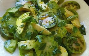 Green tomato and avocado salad