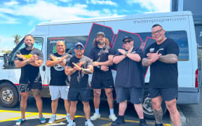 David Letele, Founder of Buttabean Motivation (BBM) alongside the group who will run 'He Hauora He Taonga' at Spring Hill Corrections Facility in Auckland.