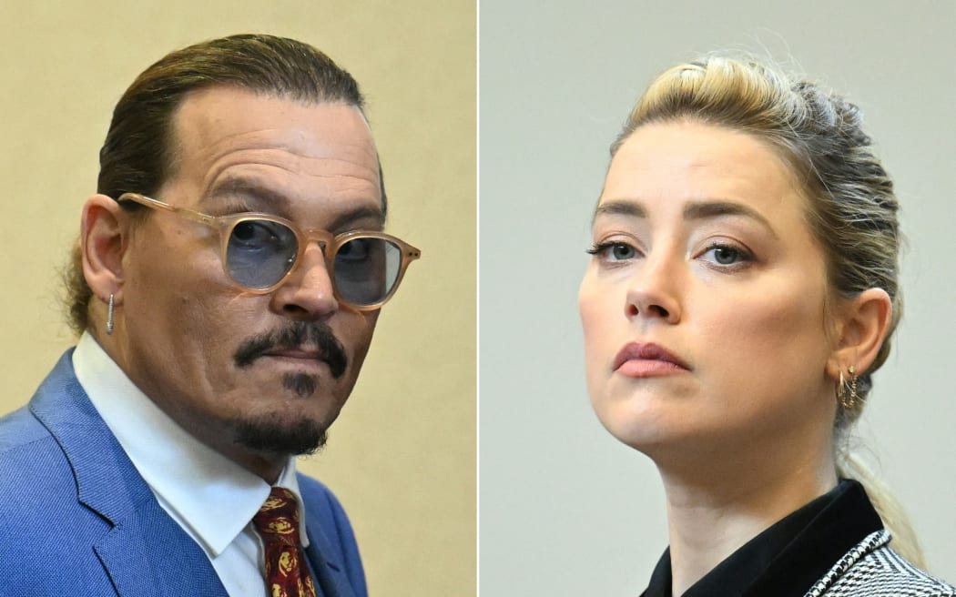 (COMBO) This combination of pictures created on June 1, 2022 shows US Actor Johnny Depp (L) attending the trial at the Fairfax County Circuit Courthouse in Fairfax, Virginia, on May 24, 2022 and US actress Amber Heard looking on in the courtroom at the Fairfax County Circuit Courthouse in Fairfax, Virginia, on May 24, 2022. US actress Amber Heard said she was disappointed "beyond words" on June 1, 2022 after a jury found she had made defamatory claims of abuse against her ex-husband Johnny Depp, calling it a "setback" for women. (Photo by JIM WATSON / POOL / AFP)